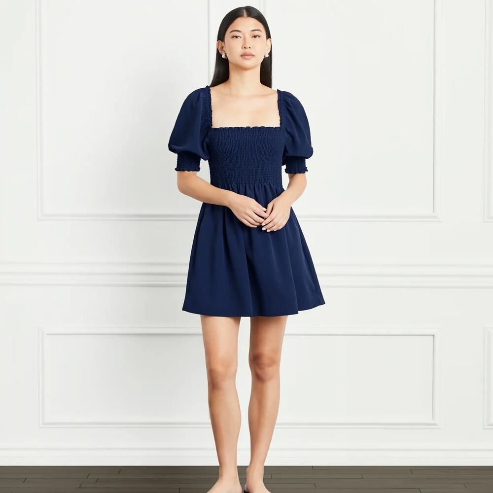 Hill House The Athena Nap Dress Navy Recycled Crepe Size S NWT | Retail $150